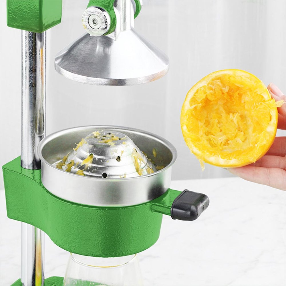 7" Green Silver And Black Stainless Steel Manual Juicer — view 3