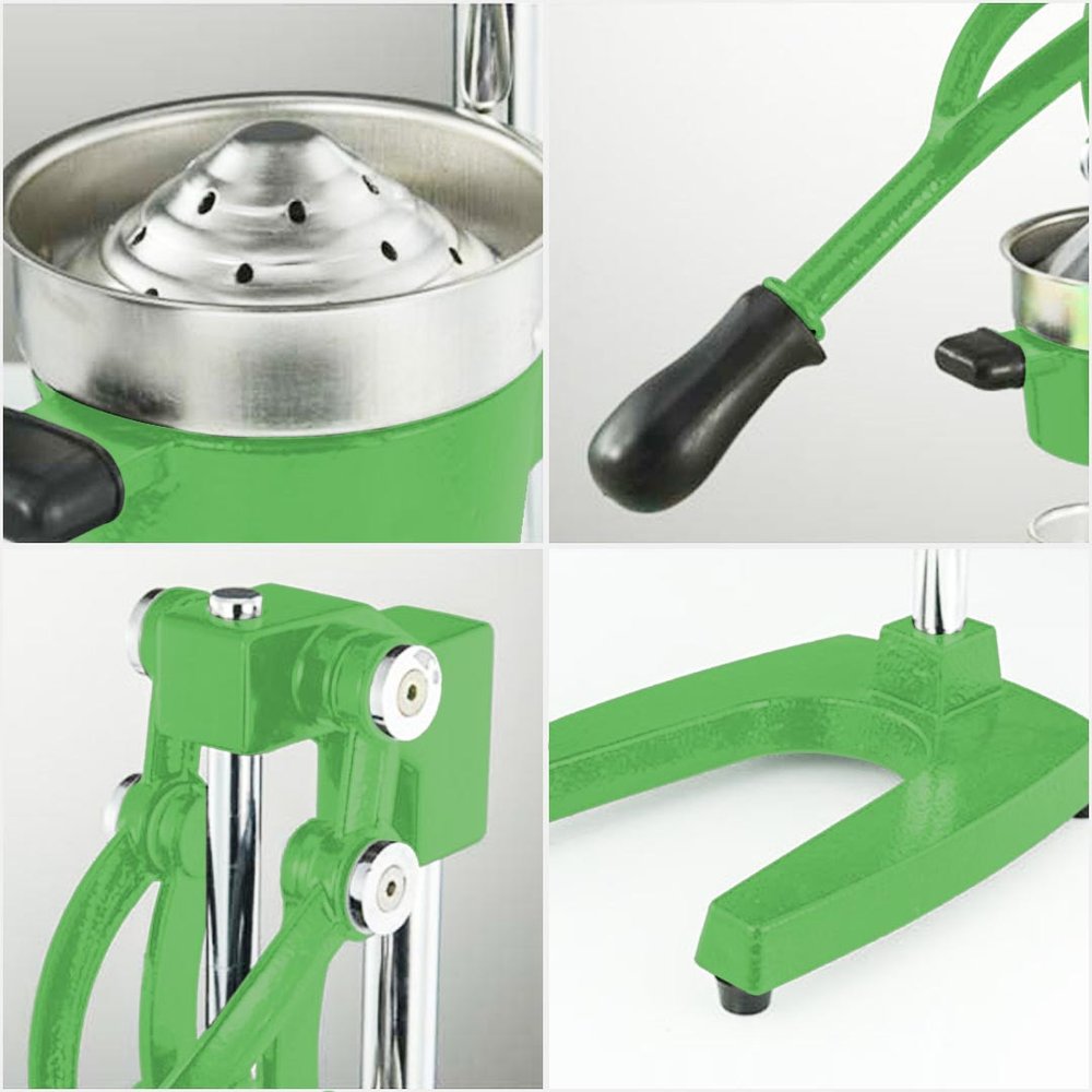 7" Green Silver And Black Stainless Steel Manual Juicer — view 4