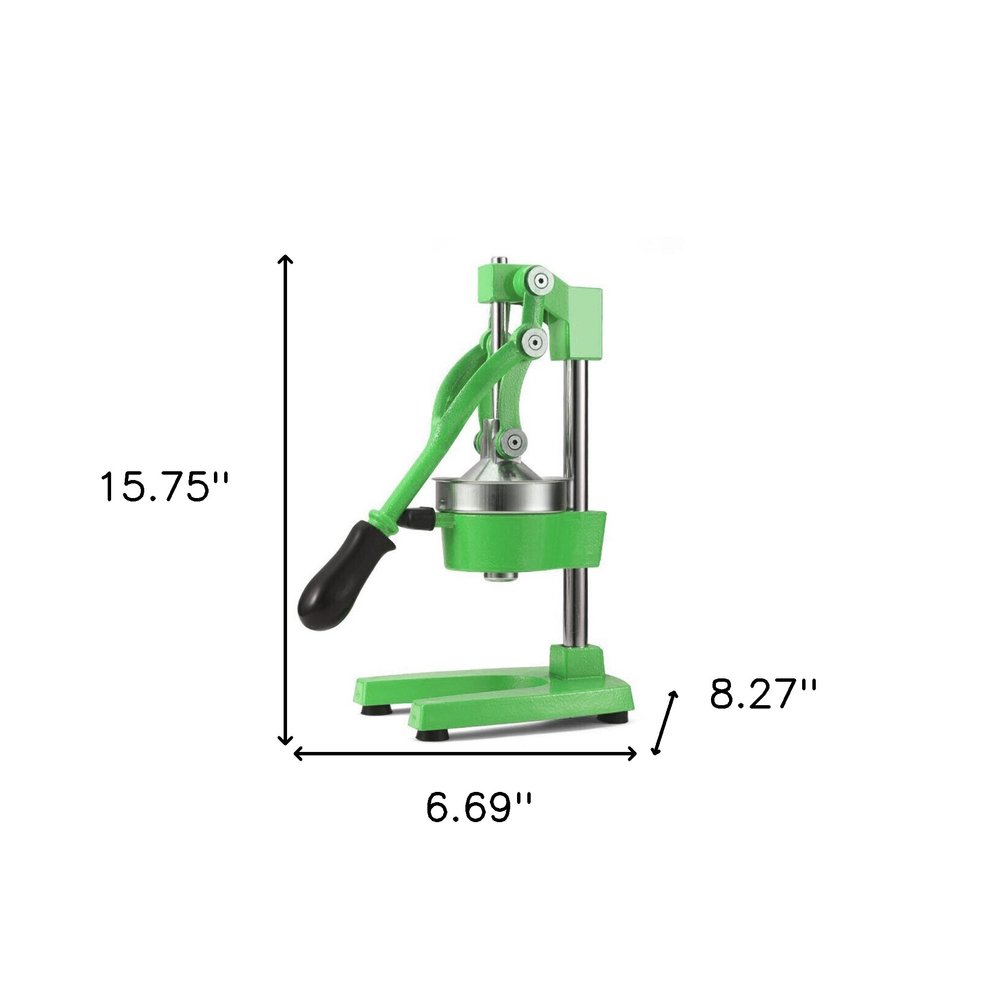 7" Green Silver And Black Stainless Steel Manual Juicer — view 7