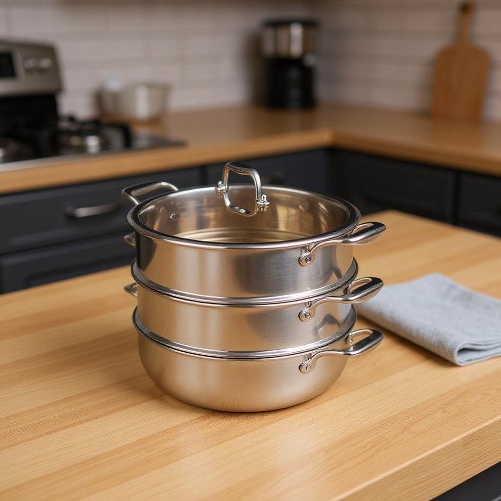 12" Silver Stainless Steel Food Steamer — view 8
