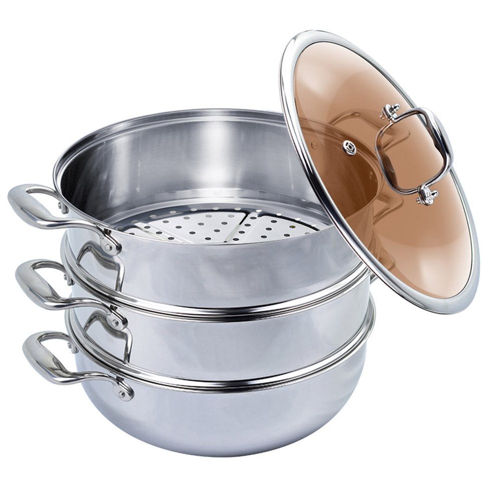 12" Silver Stainless Steel Food Steamer — view 1
