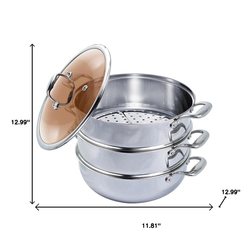 12" Silver Stainless Steel Food Steamer — view 9
