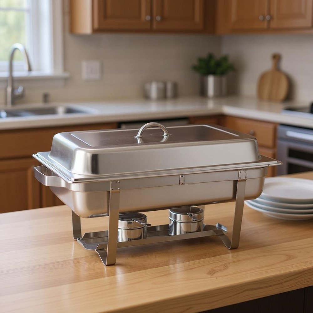 9" Silver Stainless Steel Chafing Dish With Stand — view 15