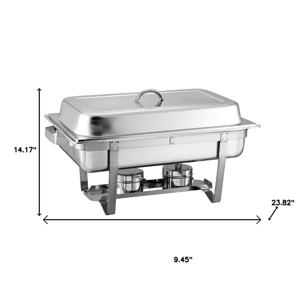 9" Silver Stainless Steel Chafing Dish With Stand — view 9
