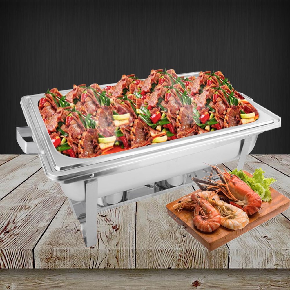 9" Silver Stainless Steel Chafing Dish With Stand — view 5