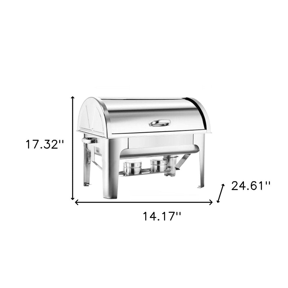 14" Silver Stainless Steel Chafing Dish With Stand — view 7