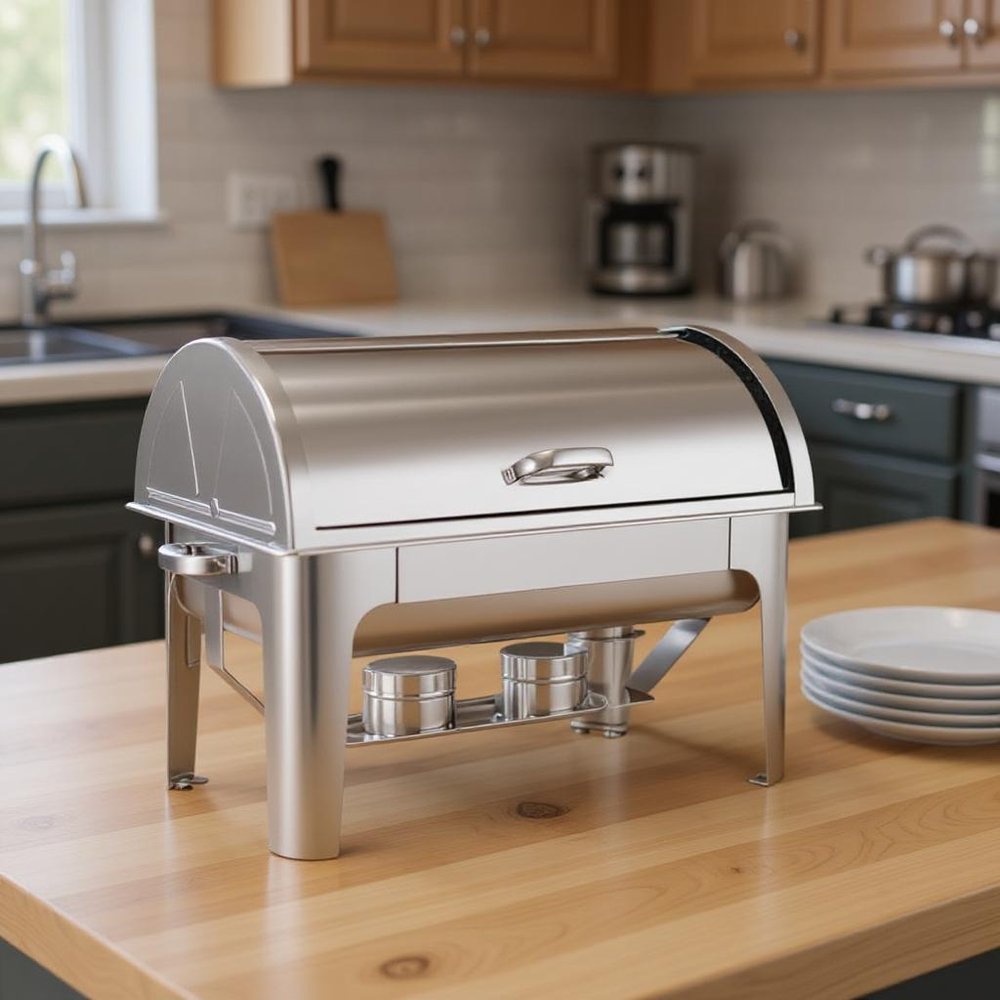 14" Silver Stainless Steel Chafing Dish With Stand — view 8