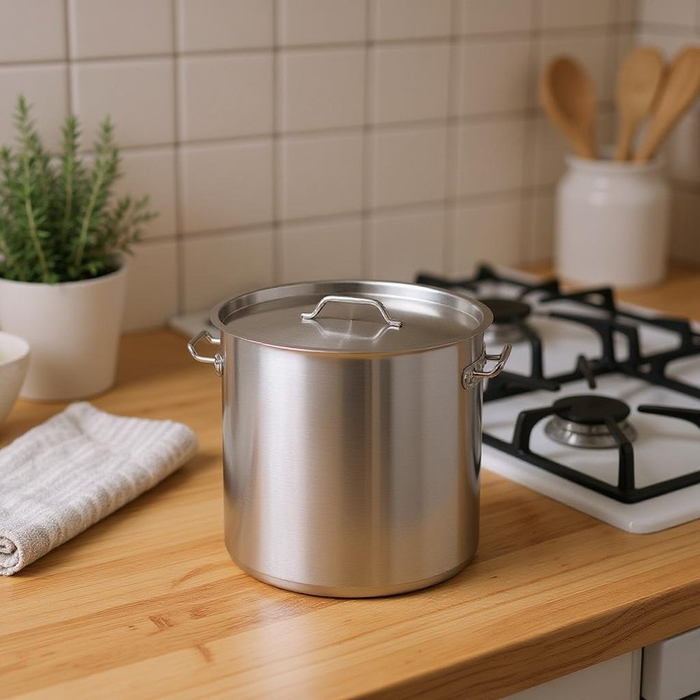 10" Silver Stainless Steel Stock Pot — view 8