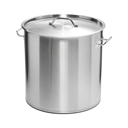 14" Silver Stainless Steel Stock Pot