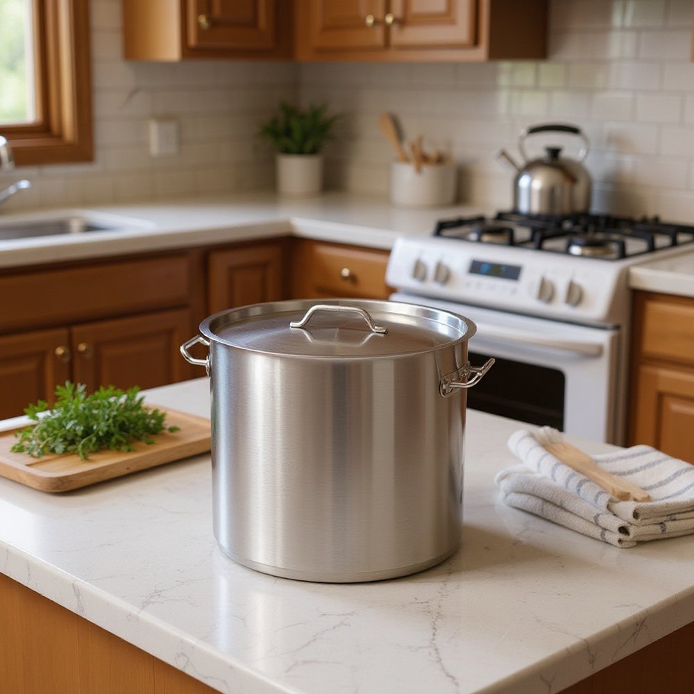 14" Silver Stainless Steel Stock Pot — view 6