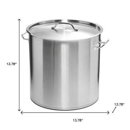 14" Silver Stainless Steel Stock Pot