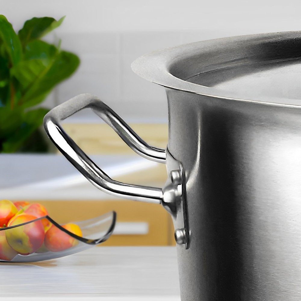 14" Silver Stainless Steel Stock Pot — view 2