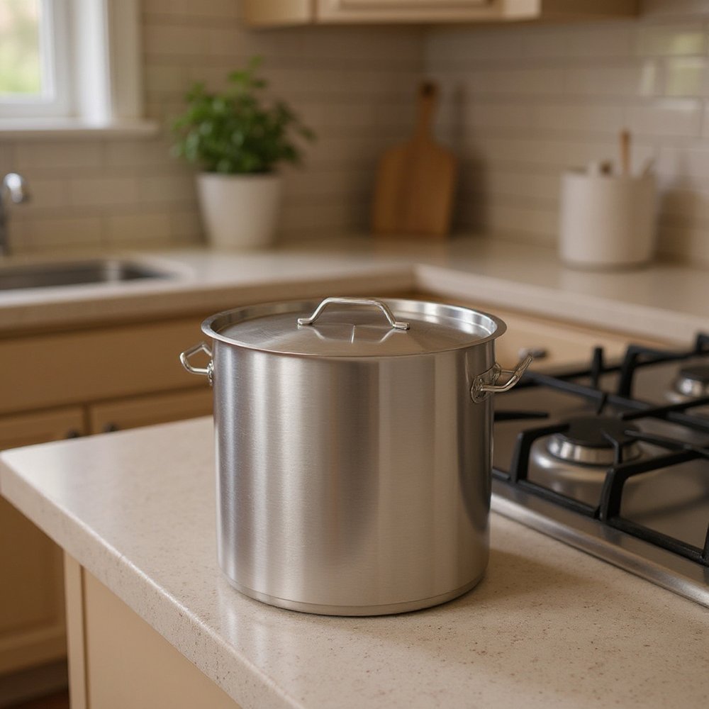 13" Silver Stainless Steel Stock Pot — view 6