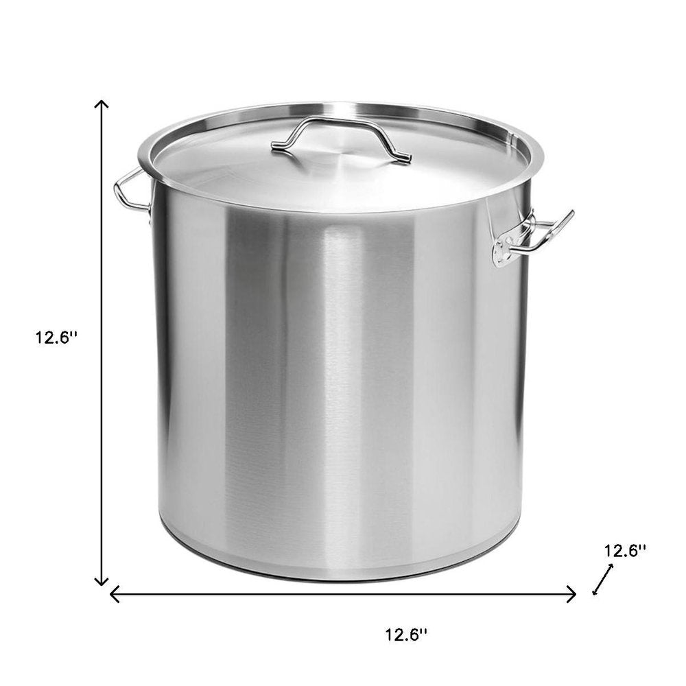 13" Silver Stainless Steel Stock Pot — view 4