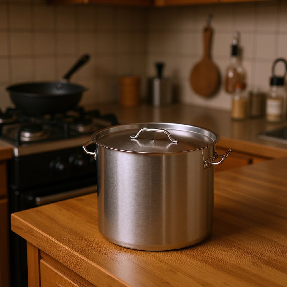 12" Silver Stainless Steel Stock Pot — view 7