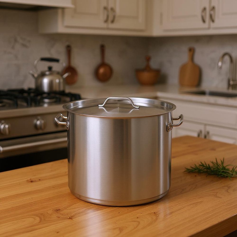 16" Silver Stainless Steel Stock Pot — view 7