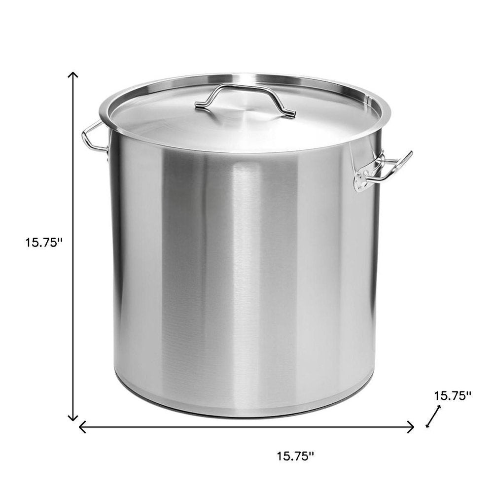 16" Silver Stainless Steel Stock Pot — view 6