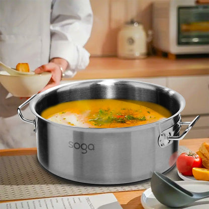 18" Silver Stainless Steel Stock Pot