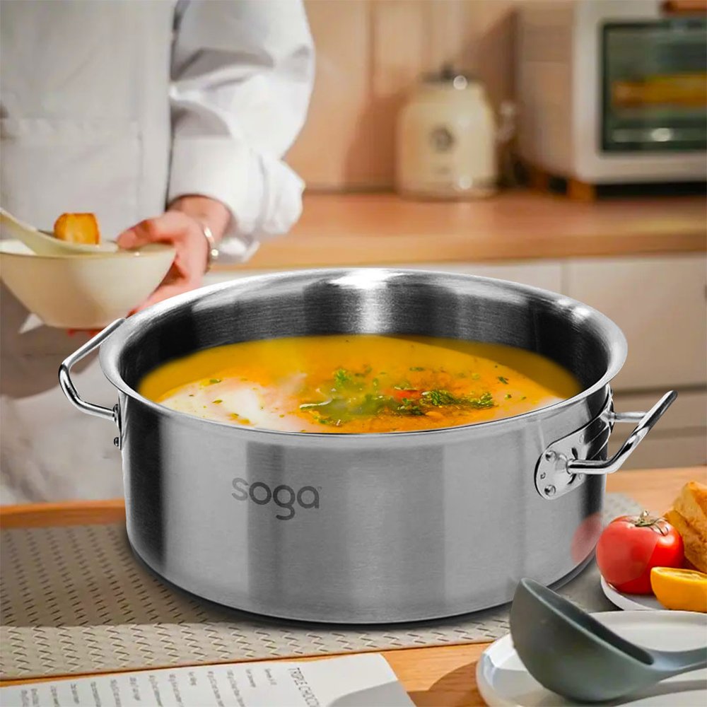 18" Silver Stainless Steel Stock Pot — view 8