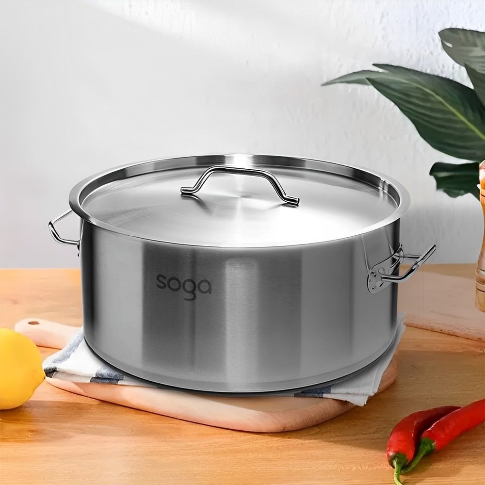 18" Silver Stainless Steel Stock Pot — view 4