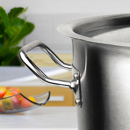 18" Silver Stainless Steel Stock Pot