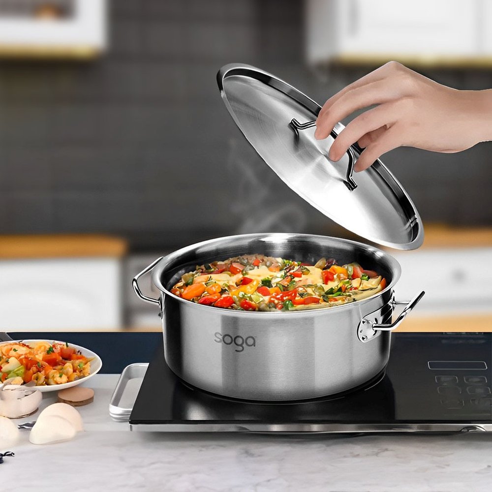 18" Silver Stainless Steel Stock Pot — view 7
