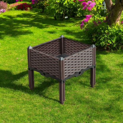 16" X 16" Dark Brown Heavy Duty Plastic Square Self Watering Raised Garden Bed HomeRoots