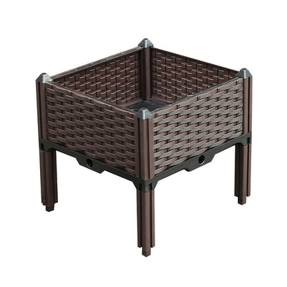 16" X 16" Dark Brown Heavy Duty Plastic Square Self Watering Raised Garden Bed HomeRoots