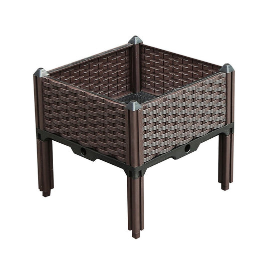 16" X 16" Dark Brown Heavy Duty Plastic Square Self Watering Raised Garden Bed HomeRoots