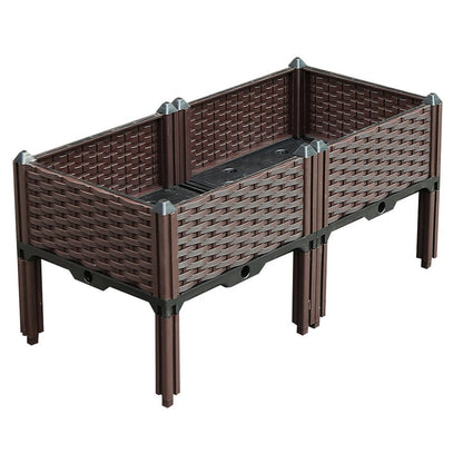 32" X 16" Dark Brown Heavy Duty Plastic Rectangular Self Watering Raised Garden Bed HomeRoots