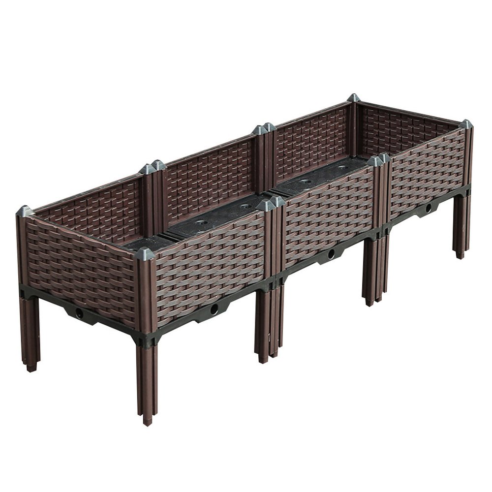 47" X 16" Dark Brown Heavy Duty Plastic Rectangular Self Watering Raised Garden Bed HomeRoots