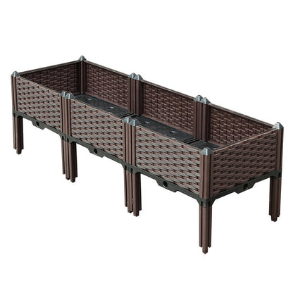47" X 16" Dark Brown Heavy Duty Plastic Rectangular Self Watering Raised Garden Bed HomeRoots