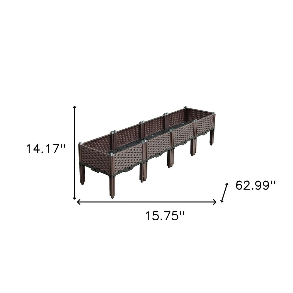 16" Dark Brown Plastic Indoor Outdoor Rectangular Planter Box — view 6