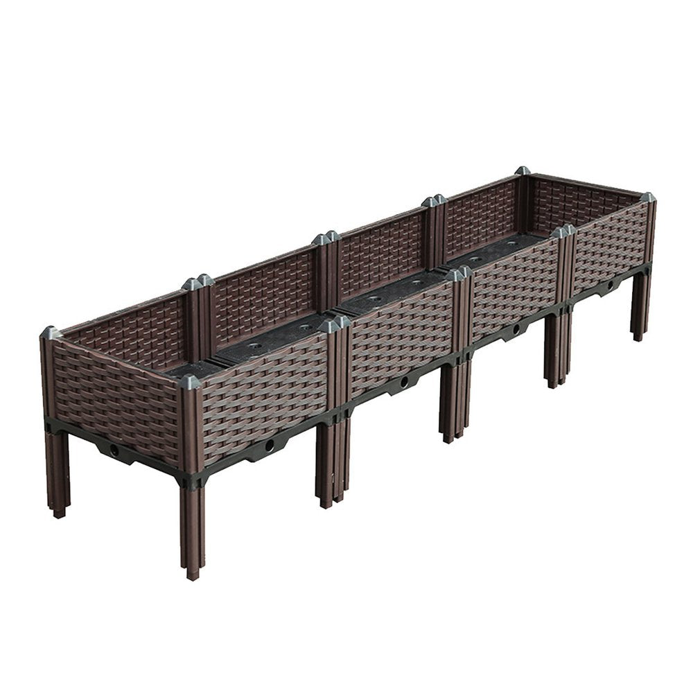 16" Dark Brown Plastic Indoor Outdoor Rectangular Planter Box — view 1