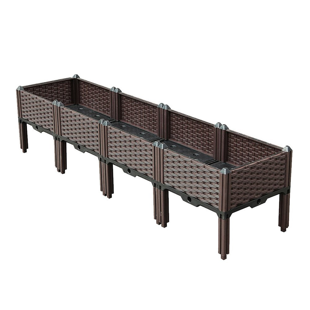 16" Dark Brown Plastic Indoor Outdoor Rectangular Planter Box