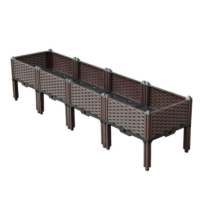 16" Dark Brown Plastic Indoor Outdoor Rectangular Planter Box