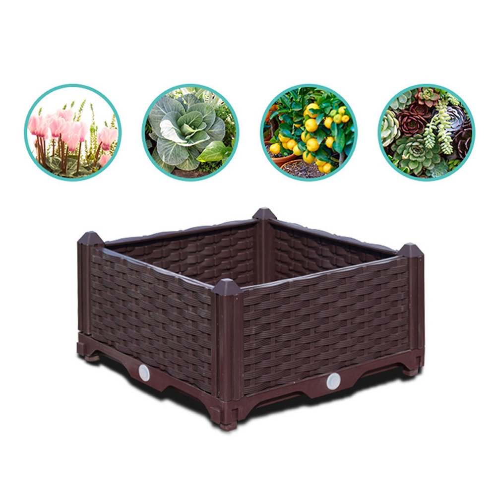 16" Dark Brown Plastic Indoor Outdoor Rectangular Planter Box — view 2