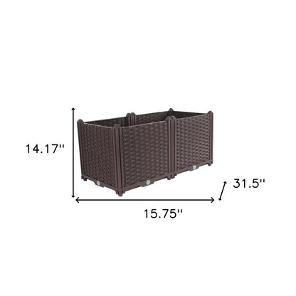 32" X 16" Dark Brown Heavy Duty Plastic Rectangular Self Watering Planter Box HomeRoots