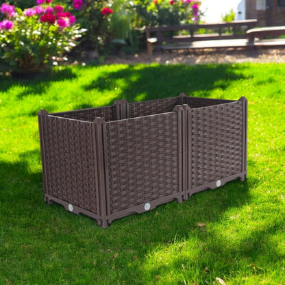 32" X 16" Dark Brown Heavy Duty Plastic Rectangular Self Watering Planter Box HomeRoots