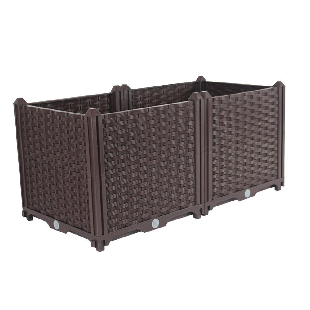 32" X 16" Dark Brown Heavy Duty Plastic Rectangular Self Watering Planter Box HomeRoots