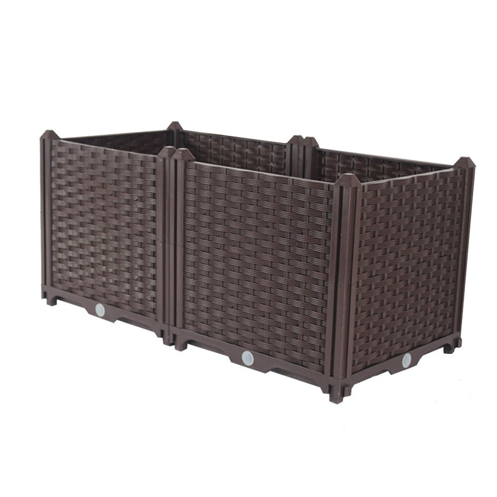 32" X 16" Dark Brown Heavy Duty Plastic Rectangular Self Watering Planter Box HomeRoots