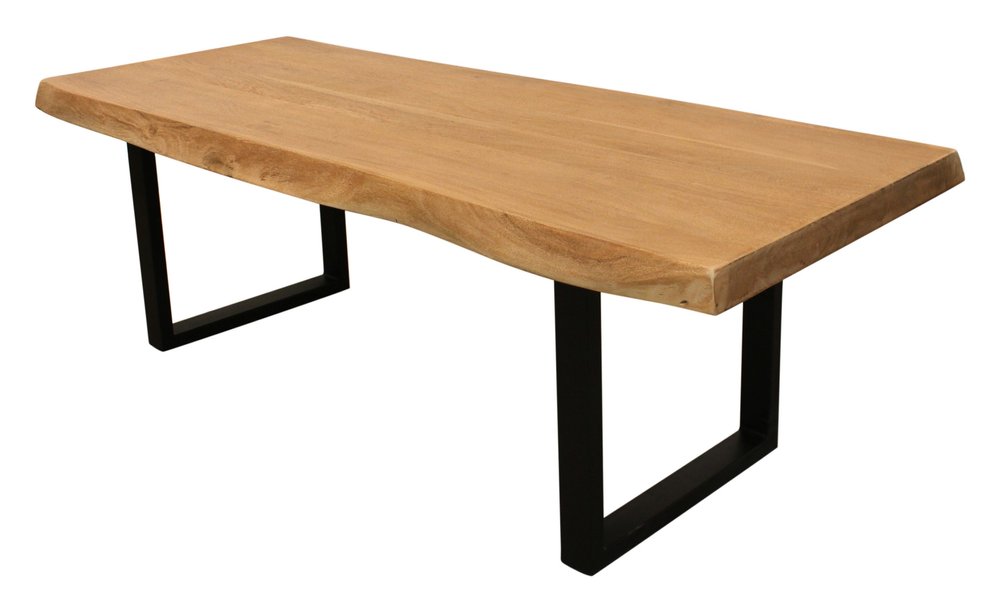 70" Natural And Black Solid Wood And Iron Live Edge Coffee Table HomeRoots