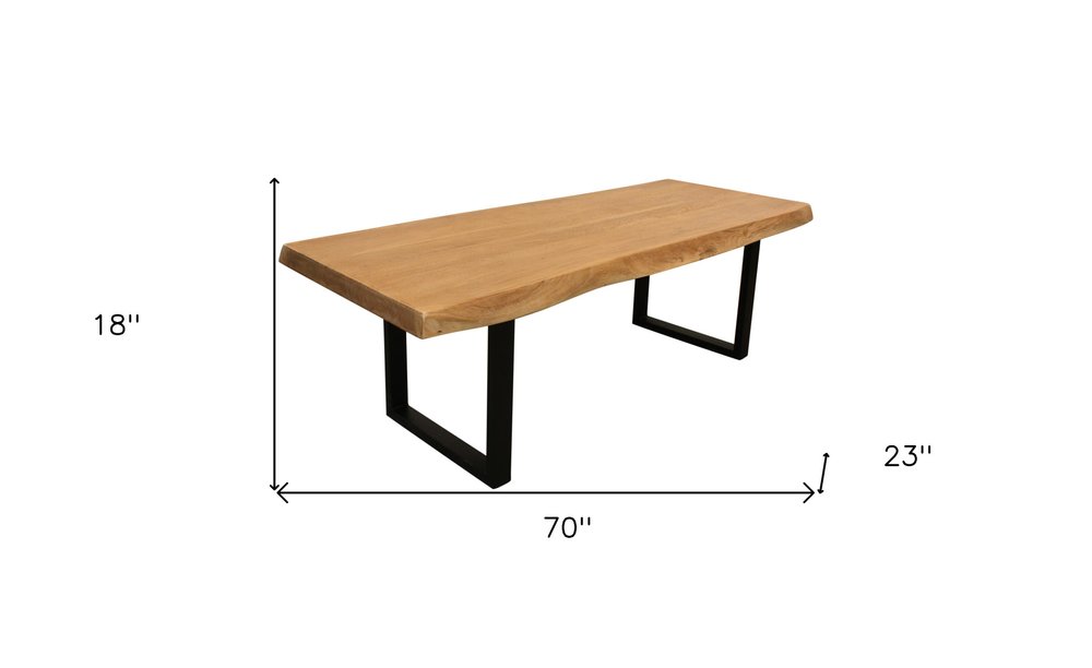 70" Natural And Black Solid Wood And Iron Live Edge Coffee Table HomeRoots