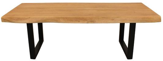 59" Natural And Black Solid Wood And Iron Live Edge Coffee Table HomeRoots