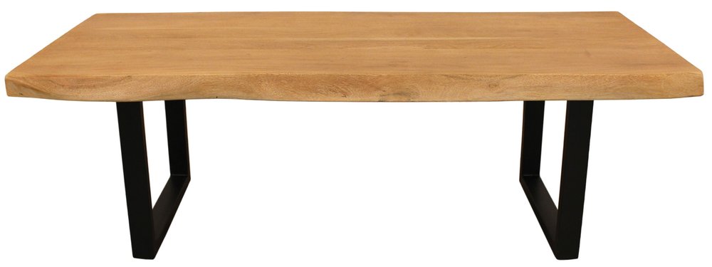 59" Natural And Black Solid Wood And Iron Live Edge Coffee Table HomeRoots