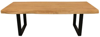 59" Natural And Black Solid Wood And Iron Live Edge Coffee Table HomeRoots