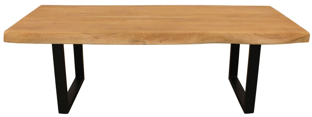 59" Natural And Black Solid Wood And Iron Live Edge Coffee Table HomeRoots