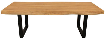 59" Natural And Black Solid Wood And Iron Live Edge Coffee Table HomeRoots