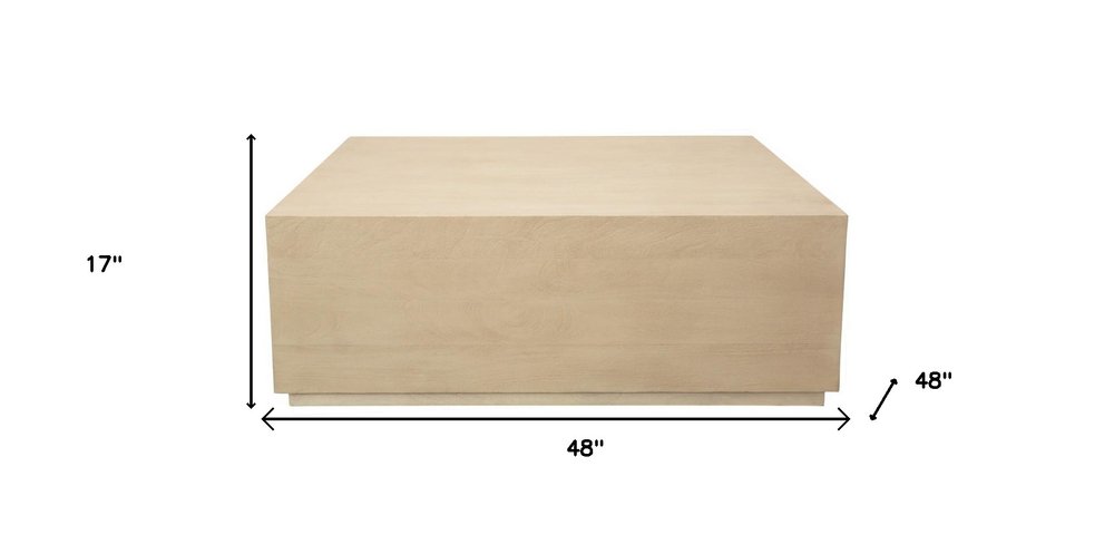 48" Natural Solid Wood Square Distressed Solid Coffee Table — view 5
