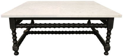 48" White And Black Genuine Marble And Solid Wood Square Coffee Table HomeRoots